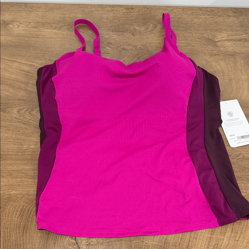 Athleta Fuchsia Pink and Plum Tankini Swim Top